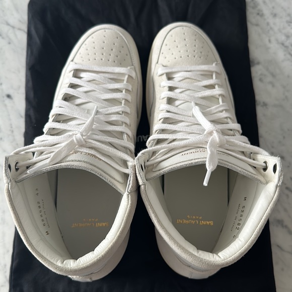 SAINT LAURENT SL10H SUEDE HI-TOP SNEAKERS - WHITE - SIZE 43/10 - Picture 5 of 7